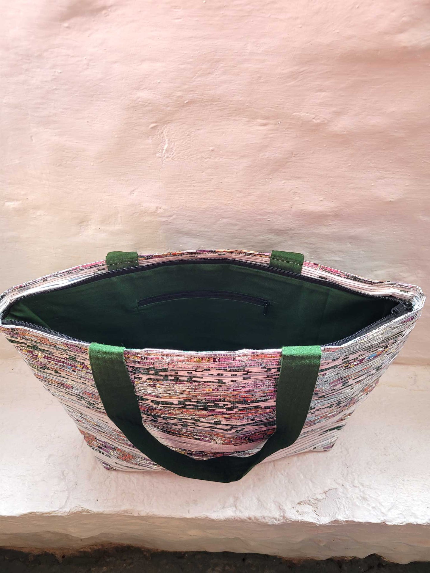 Beach Bag - White/Pink/Green