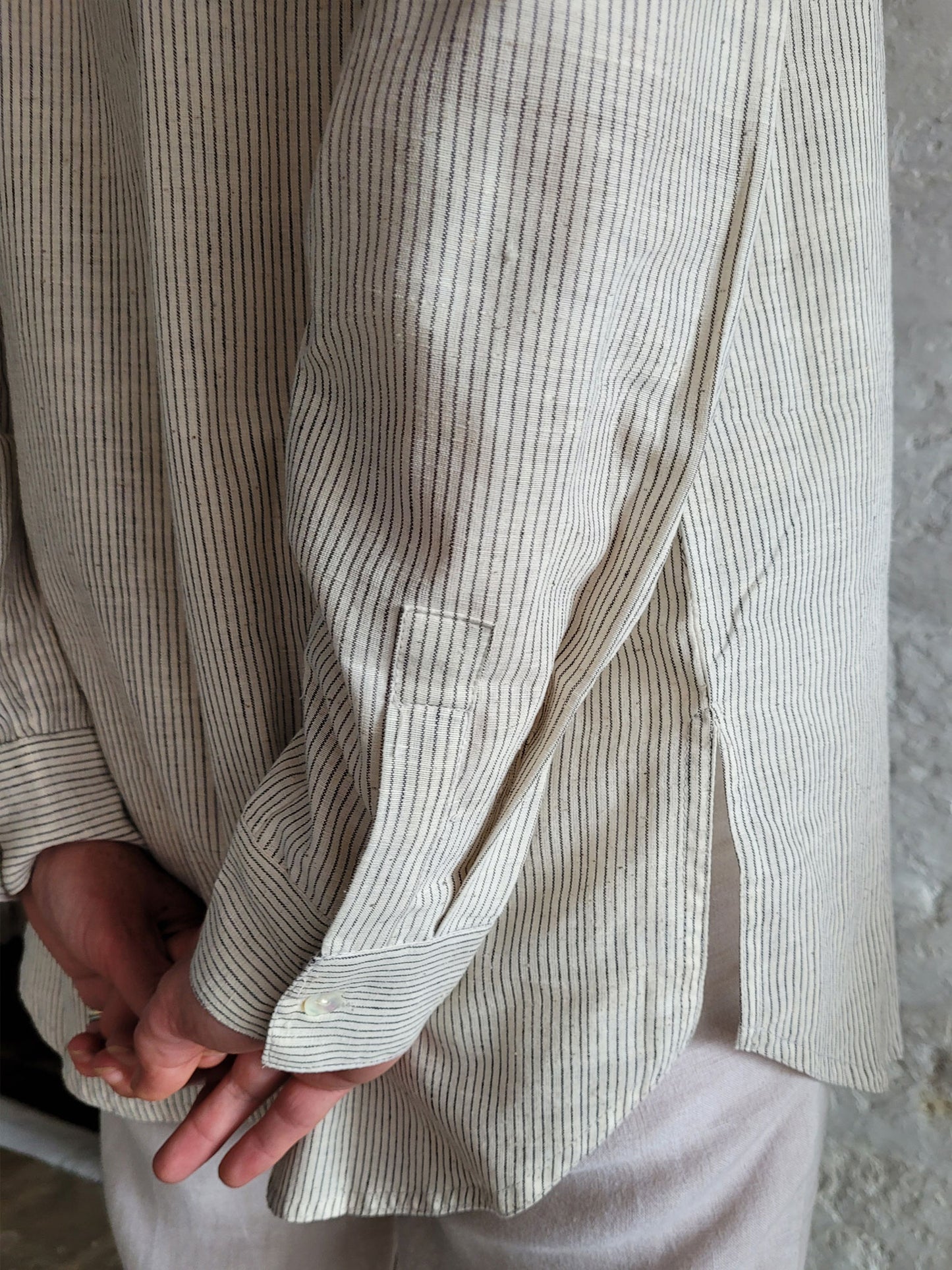 White Tallentire Classic Shirt with fine black stripe