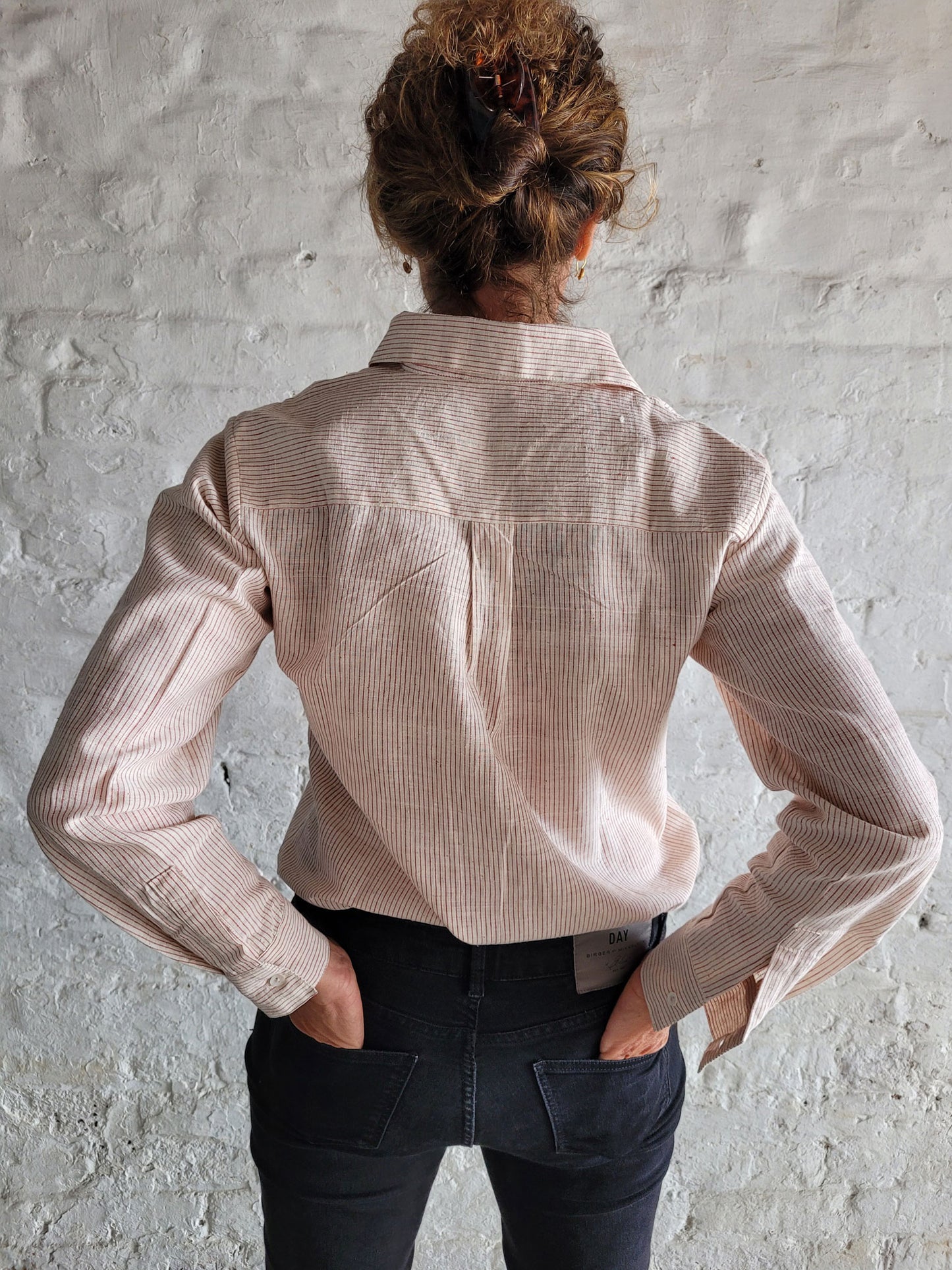 White Tallentire Classic Shirt with fine red stripe