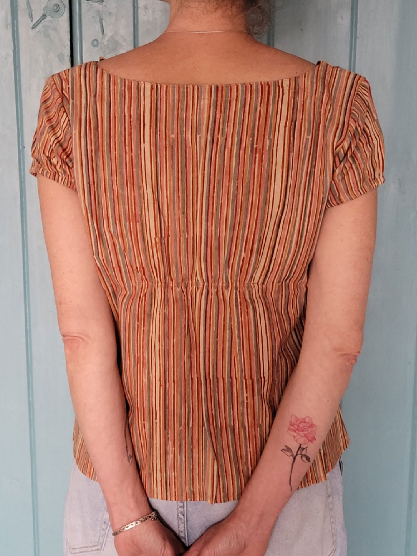 Lottie Top in orange, pink, cream