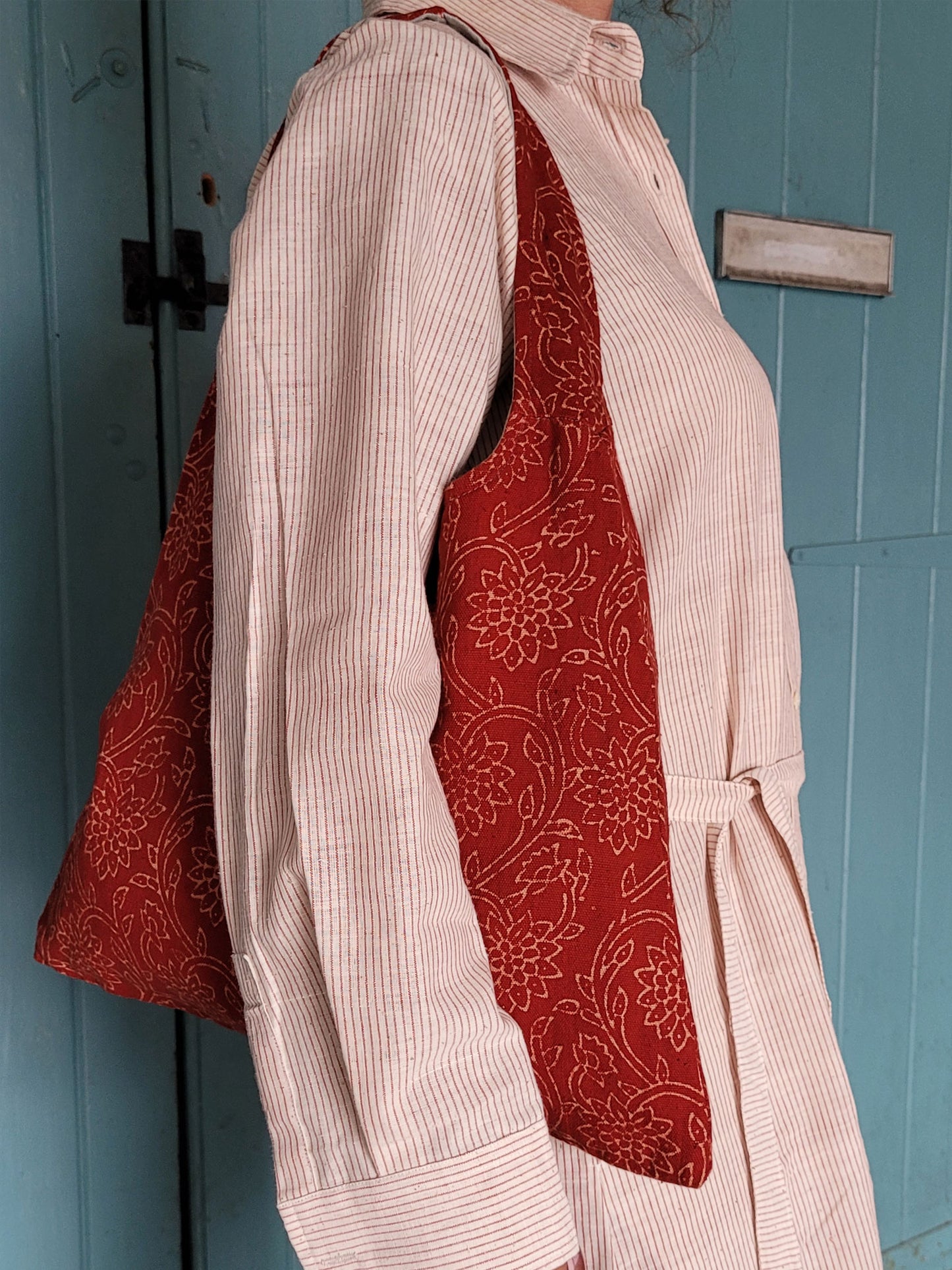 White Tallentire Shirt Dress with a fine red stripe