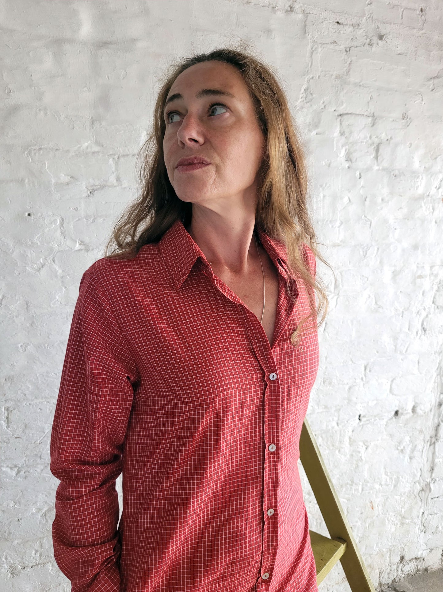 Red Tallentire Shirt Dress with a fine white check